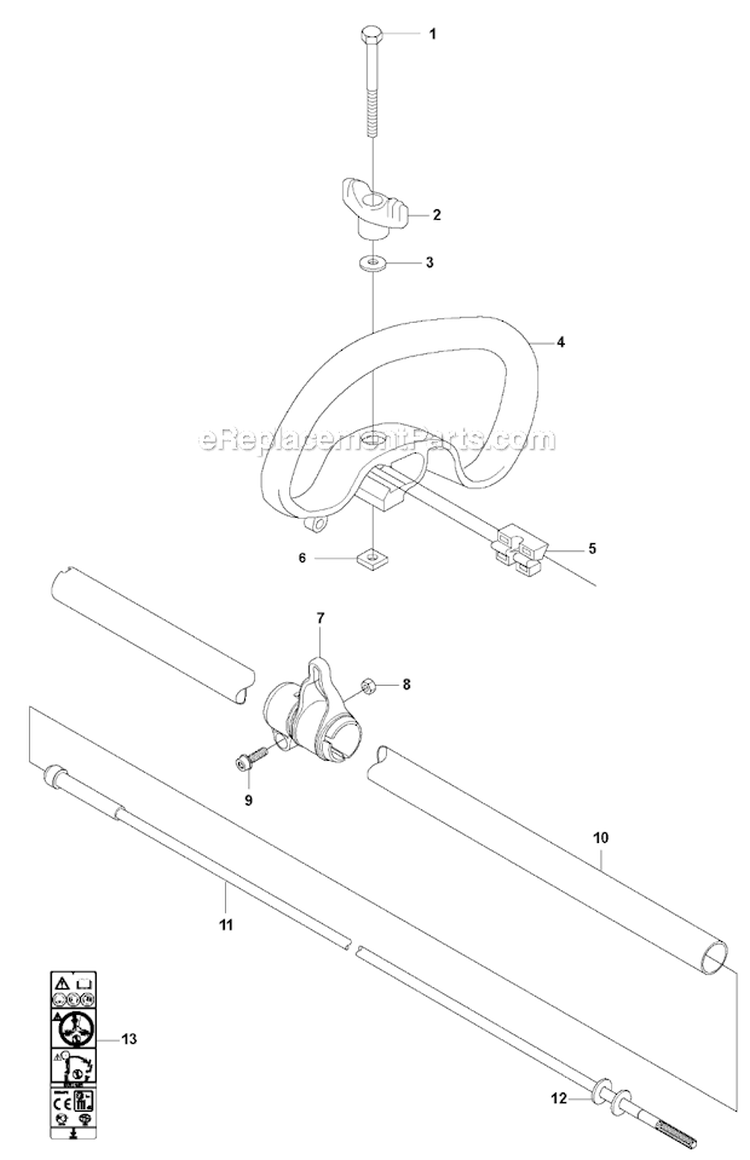 Shaft Diagram and Parts List for 535FBX 2010-03 Husqvarna Brush Cutter