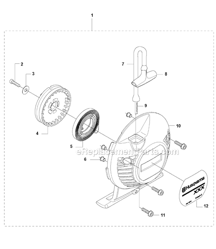 Starter Diagram and Parts List for 535FBX 2010-03 Husqvarna Brush Cutter