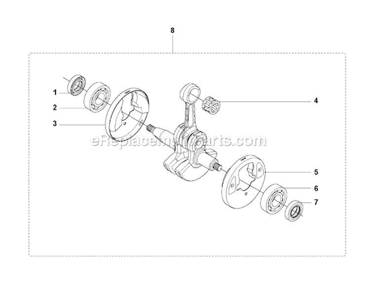 Crankshaft Diagram and Parts List for 535FBX 2010-03 Husqvarna Brush Cutter
