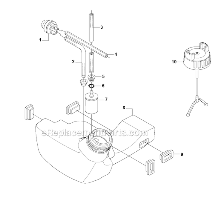 Fuel Tank Diagram and Parts List for 535FBX 2010-03 Husqvarna Brush Cutter