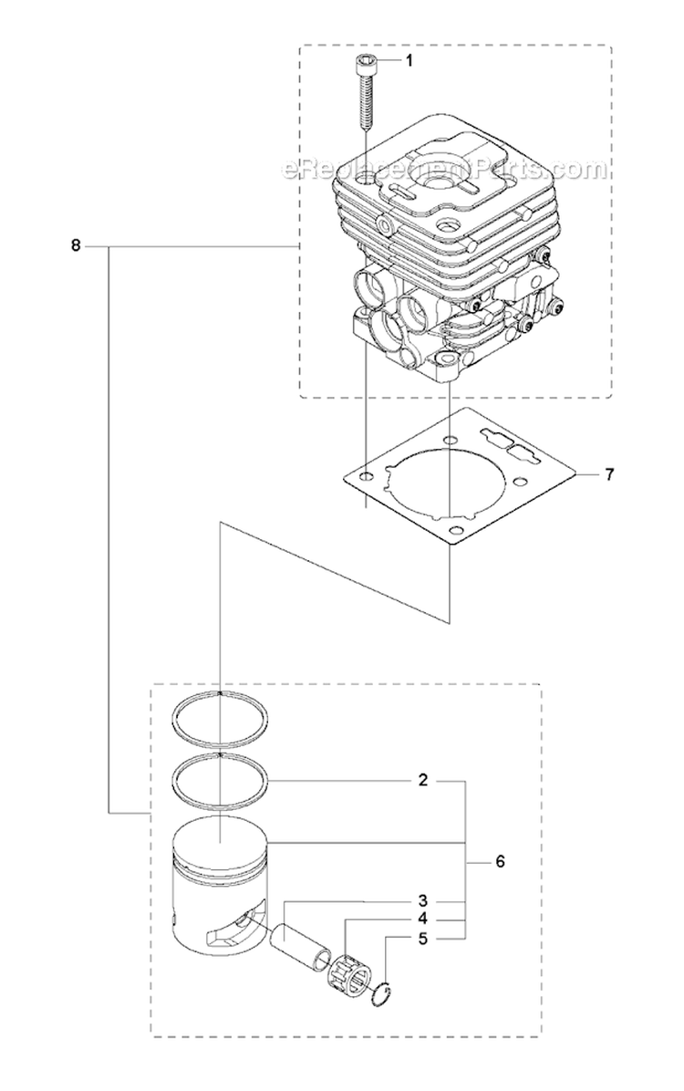 Cylinder Piston Diagram and Parts List for 535LS 2011-02 Husqvarna Brush Cutter