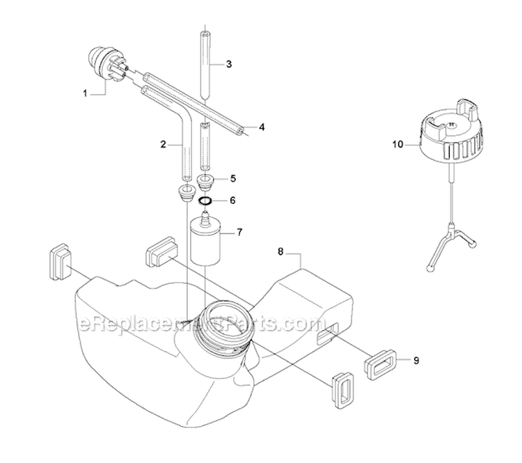 Fuel Tank Diagram and Parts List for 535LS 2011-02 Husqvarna Brush Cutter