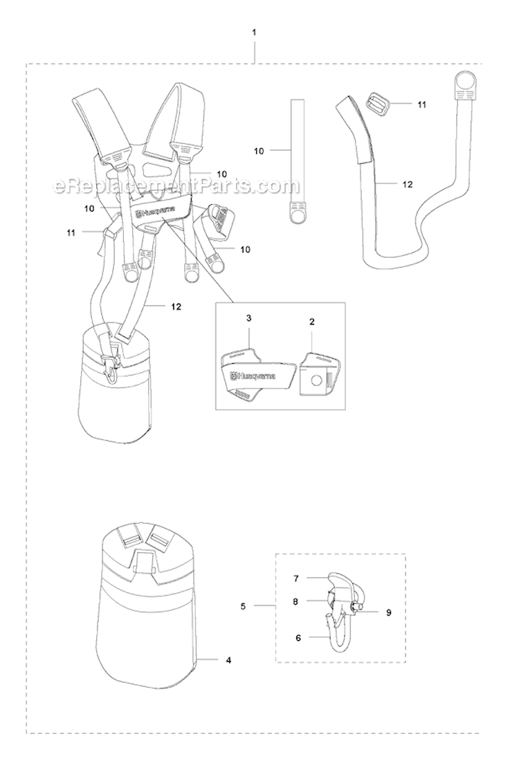 Harness Diagram and Parts List for 535LS 2011-02 Husqvarna Brush Cutter
