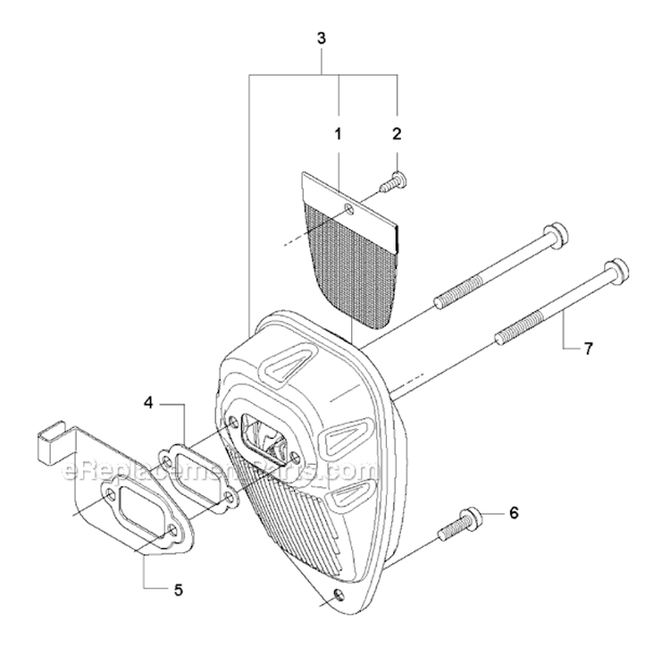 Muffler Diagram and Parts List for 535LS 2011-02 Husqvarna Brush Cutter