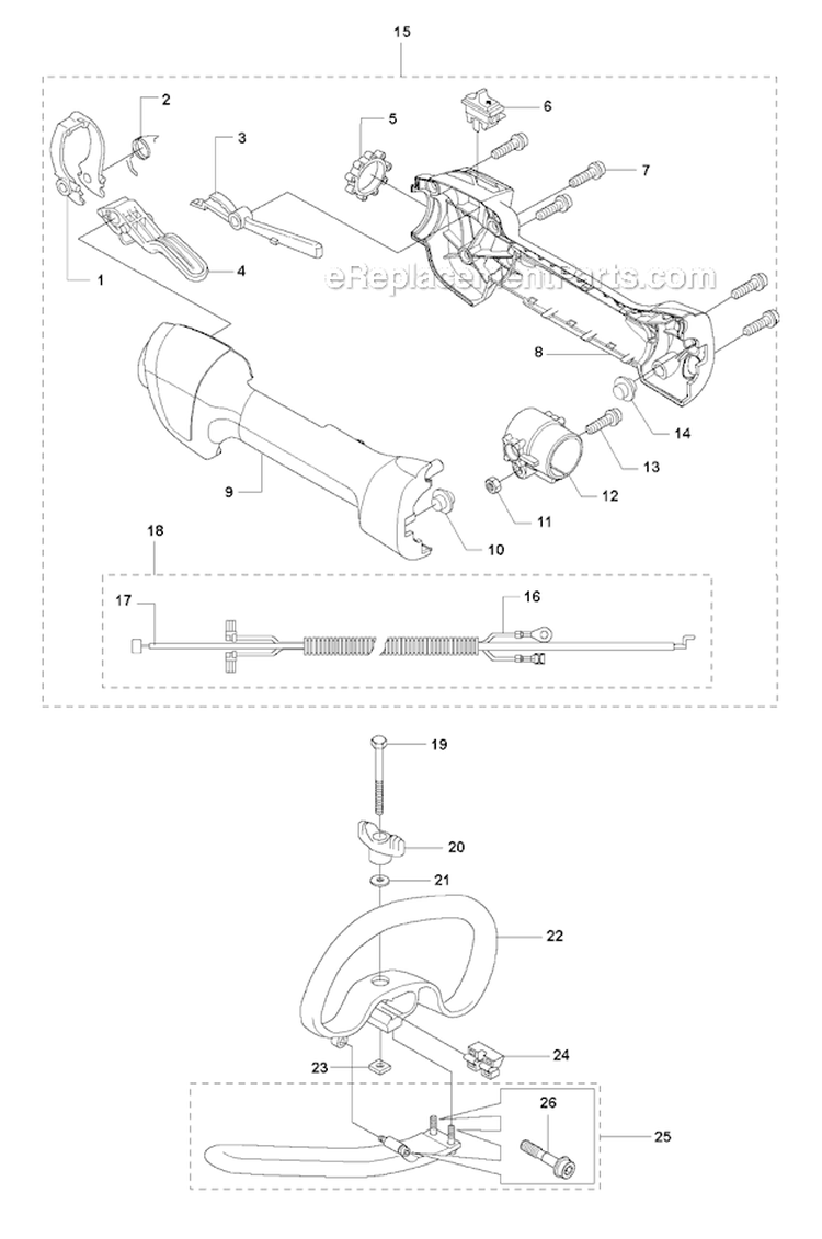 Throttle Controls Diagram and Parts List for 535LS 2011-02 Husqvarna Brush Cutter