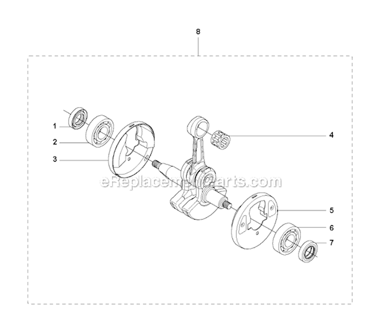 Crankshaft Diagram and Parts List for 535LS 2011-02 Husqvarna Brush Cutter