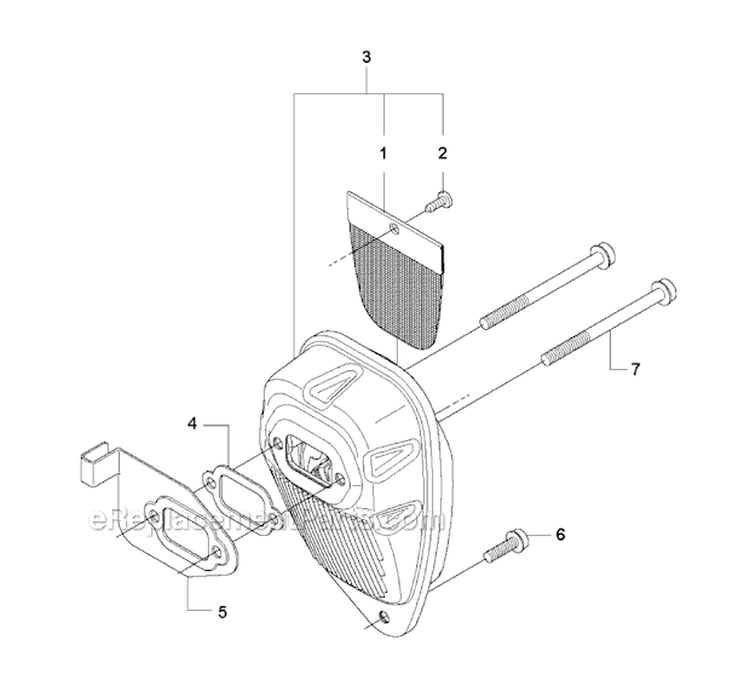 Muffler Diagram and Parts List for 535RJ 2011-02 Husqvarna Brush Cutter