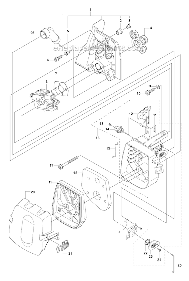 Carburetor  Air Filter Diagram and Parts List for 535RJ 2011-02 Husqvarna Brush Cutter