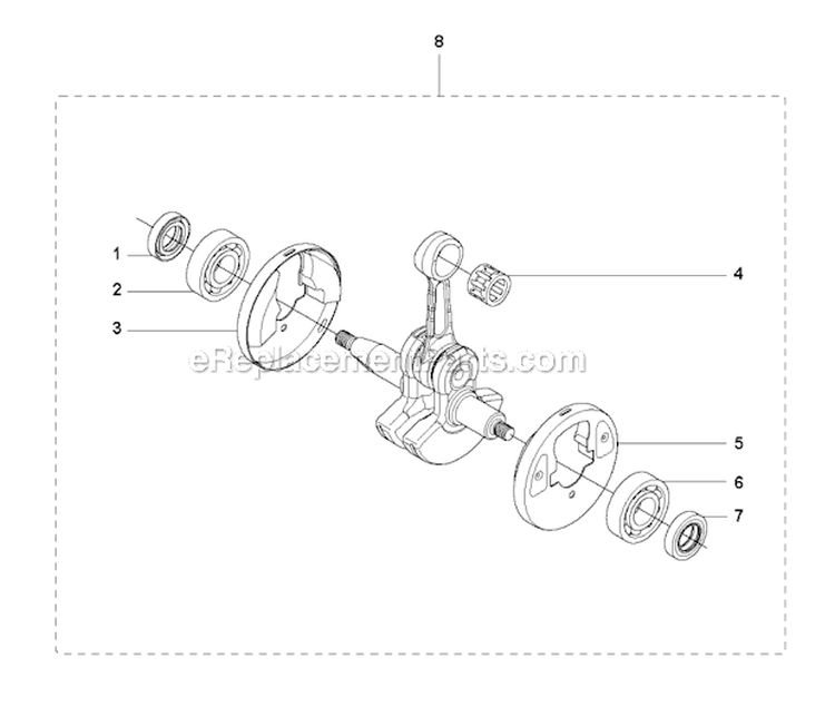 Crankshaft Diagram and Parts List for 535RJ 2011-02 Husqvarna Brush Cutter