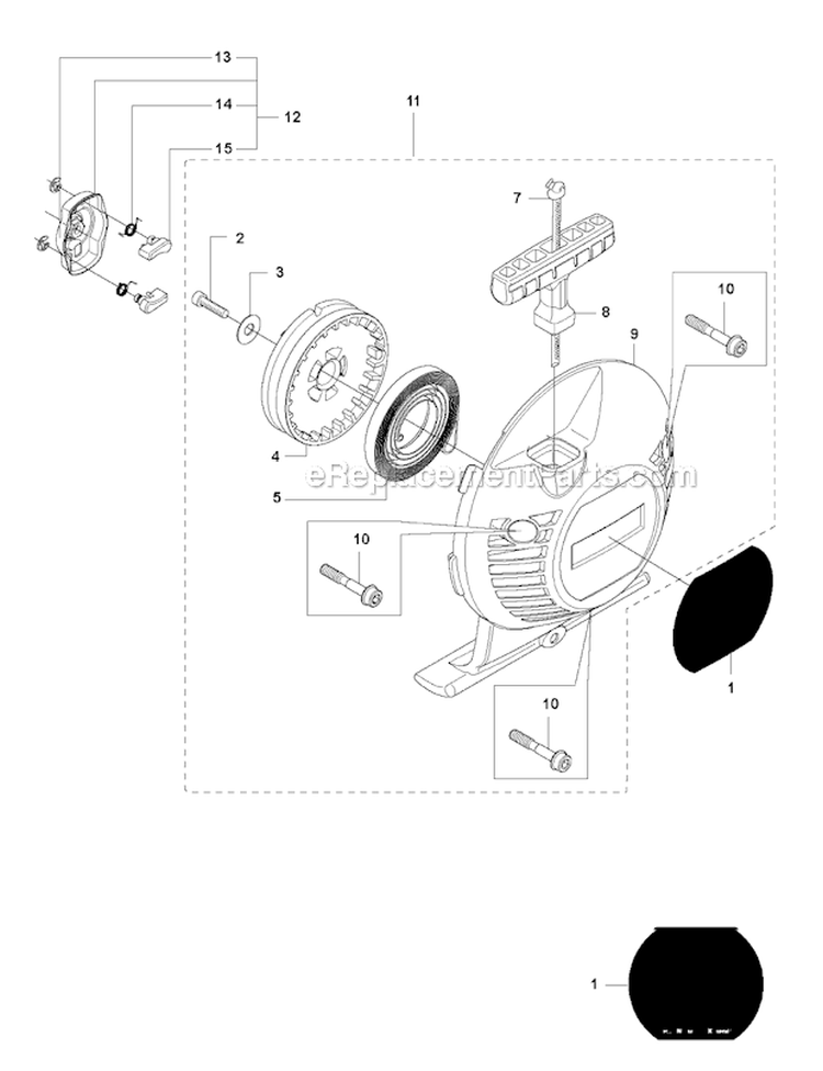 Starter Diagram and Parts List for 535RXT 2011-02 Husqvarna Brush Cutter