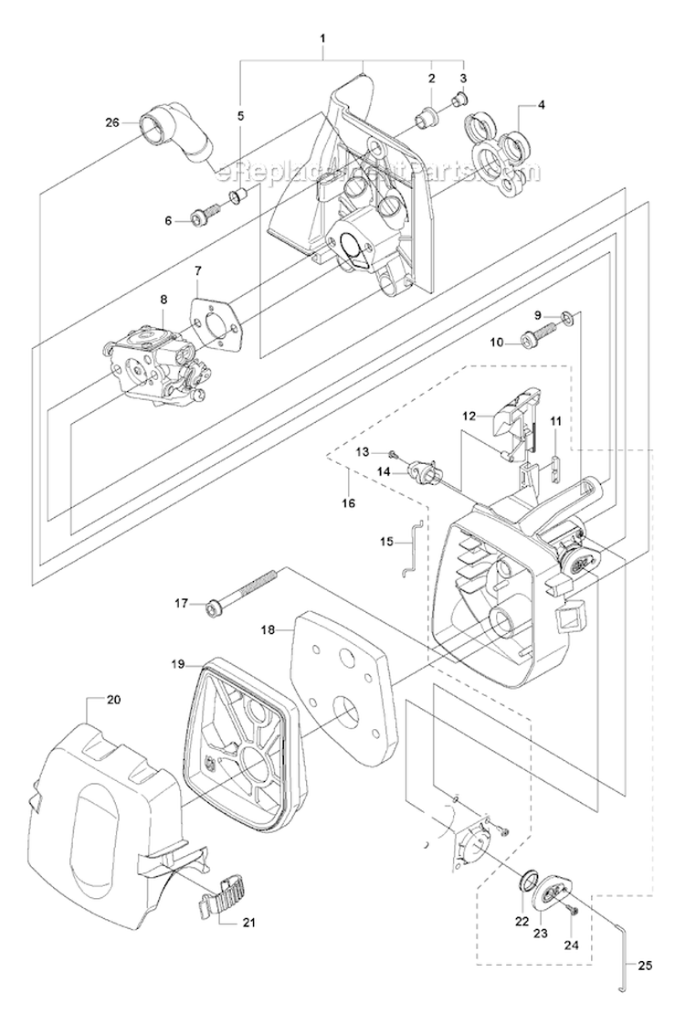 Carburetor  Air Filter Diagram and Parts List for 535RXT 2011-02 Husqvarna Brush Cutter