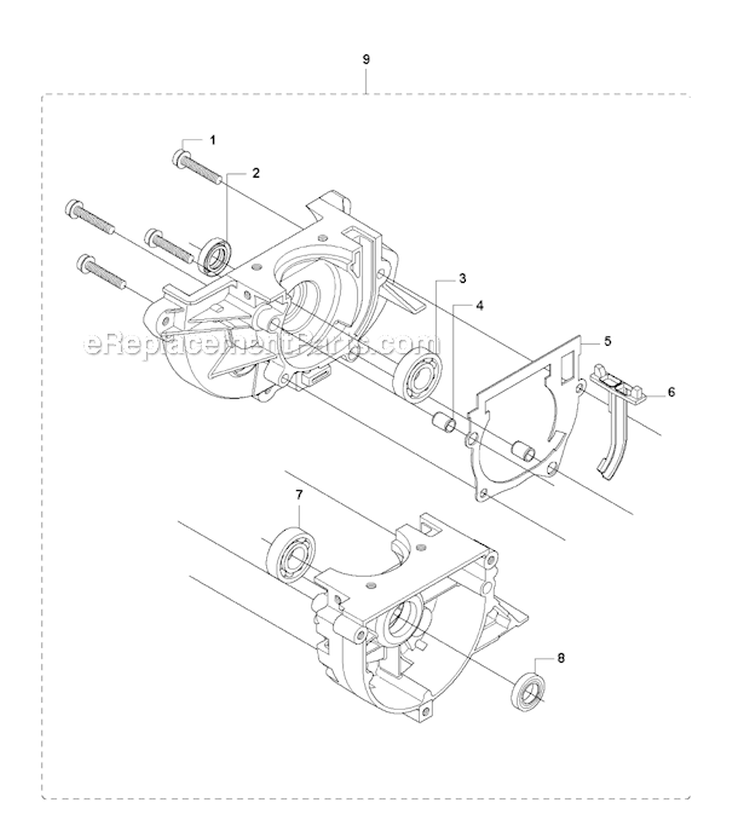 Crankcase Diagram and Parts List for 535RXT 2011-02 Husqvarna Brush Cutter