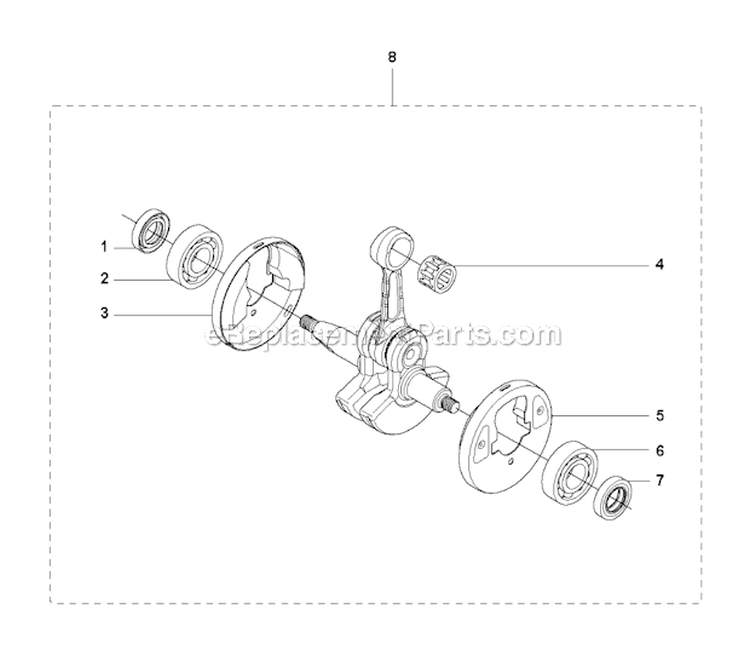 Crankshaft Diagram and Parts List for 535RXT 2011-02 Husqvarna Brush Cutter
