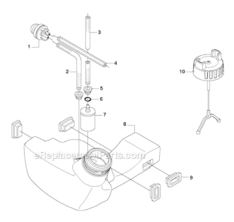 Fuel Tank Diagram and Parts List for 535RX 2011-02 Husqvarna Brush Cutter