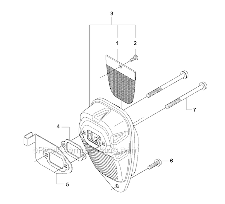 Muffler Diagram and Parts List for 535RX 2011-02 Husqvarna Brush Cutter