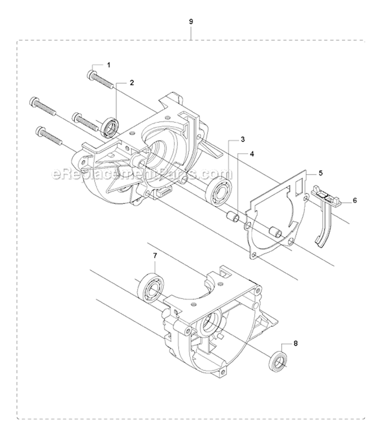 Crankcase Diagram and Parts List for 535RX 2011-02 Husqvarna Brush Cutter