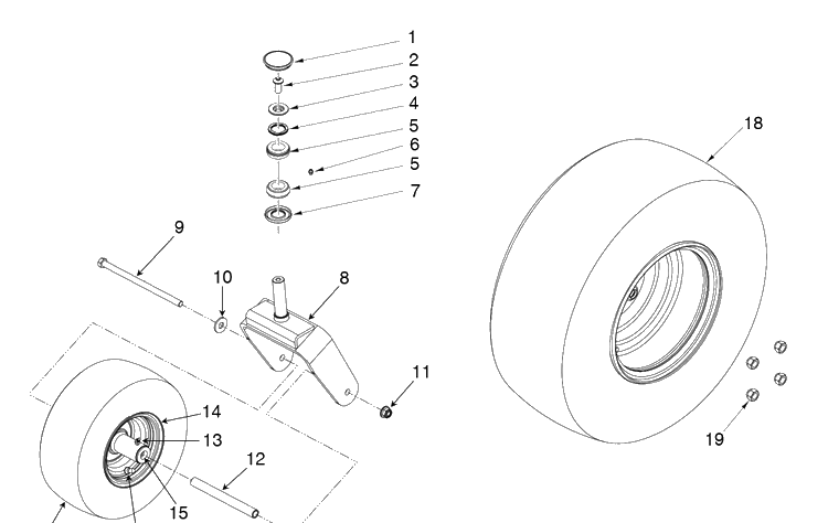 Wheels And Tires Diagram and Parts List for Z454 (96798470101)(2020-04) Husqvarna Lawn Mower
