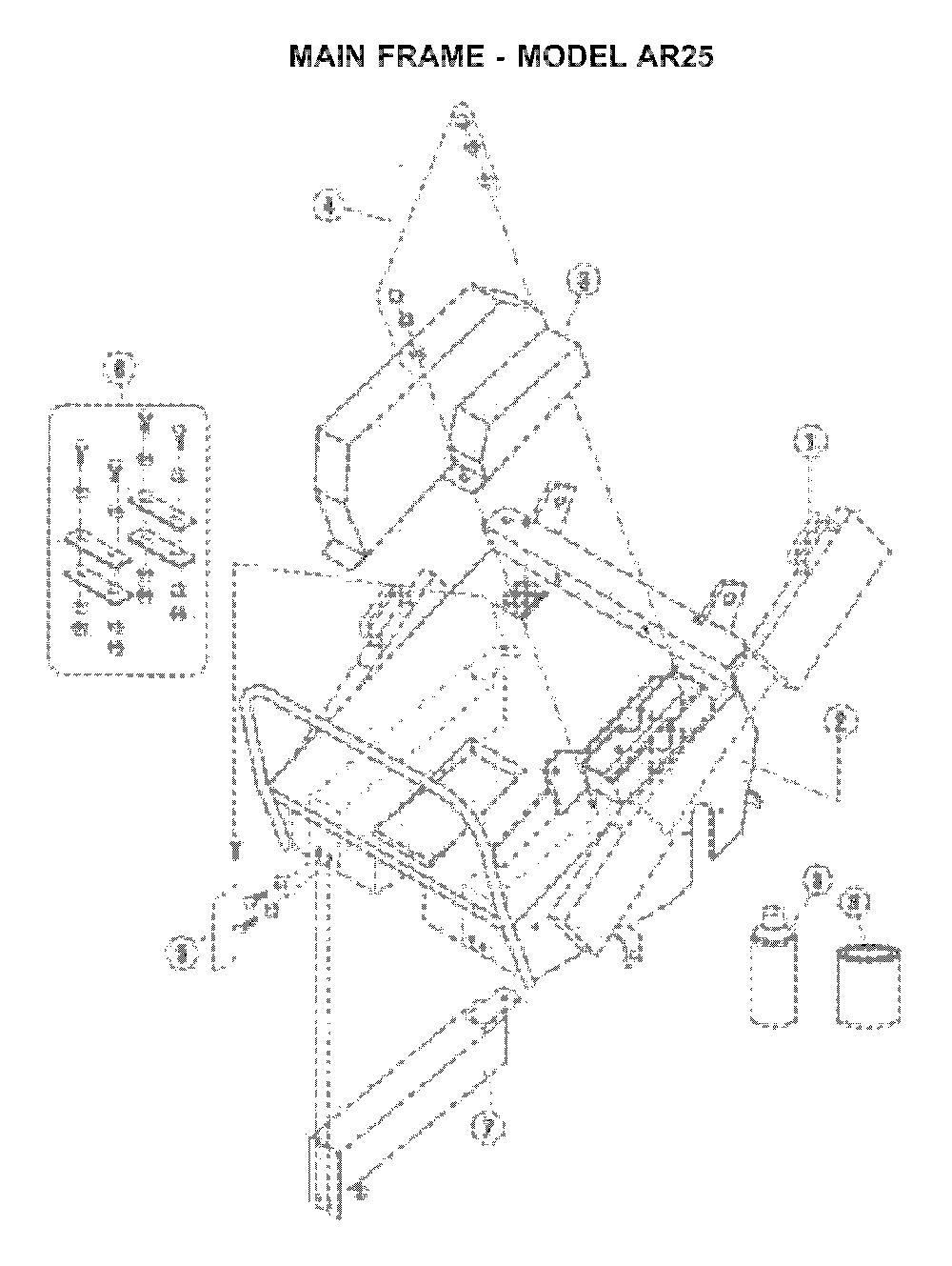 Mainframe, Right Side Diagram and Parts List for AR25H (968981104)(2005-11) Husqvarna Dethatcher