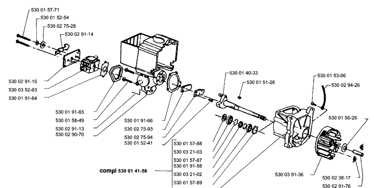 Crankcase / Crankshaft And Flywheel Diagram and Parts List for 132HBV 1991-11 Husqvarna Leaf Blower / Vacuum