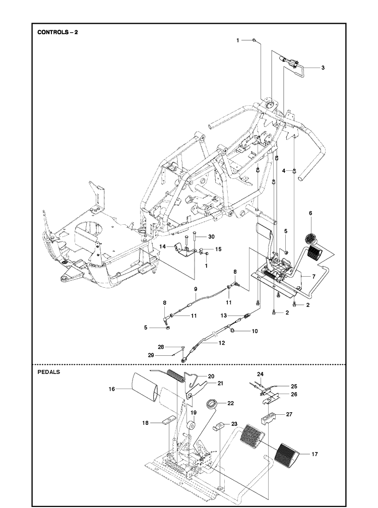 Controls 2 Diagram and Parts List for R112C (967178402)(2021-01) Husqvarna Lawn Mower