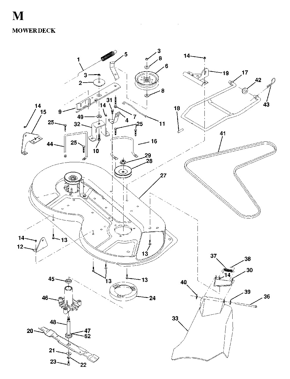 Mower Deck / Cutting Deck Diagram and Parts List for LTH130 (HE13H36D, 954820001)(1997-03) Husqvarna Lawn Tractor
