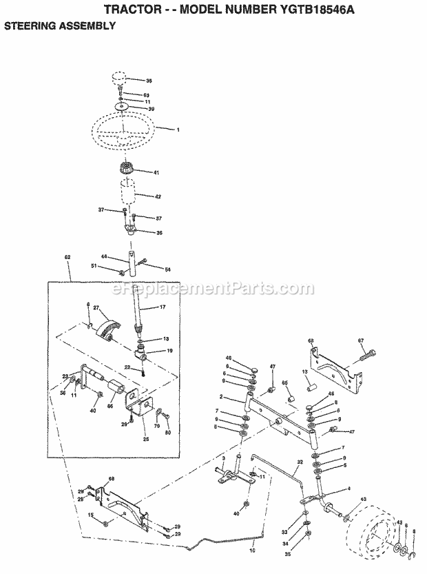 Seat Assembly Diagram and Parts List for YGTB18546A 1999 Husqvarna Lawn Tractor