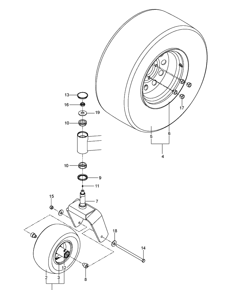 Wheels And Tires Diagram and Parts List for P-ZT26BF (96661370102)(2012-06) Husqvarna Lawn Mower