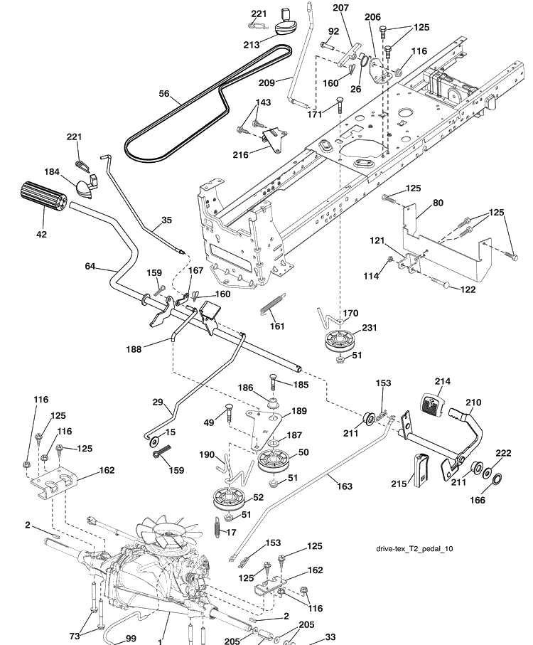 Drive Diagram and Parts List for YTH20K46 (9604500040)(2008-07) Husqvarna Lawn Mower