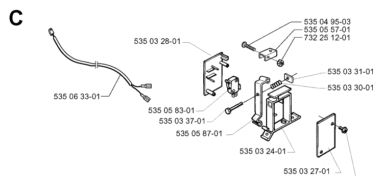 Collision Tower 5 Diagram and Parts List for G1 1998-2003 Husqvarna Lawn Mower