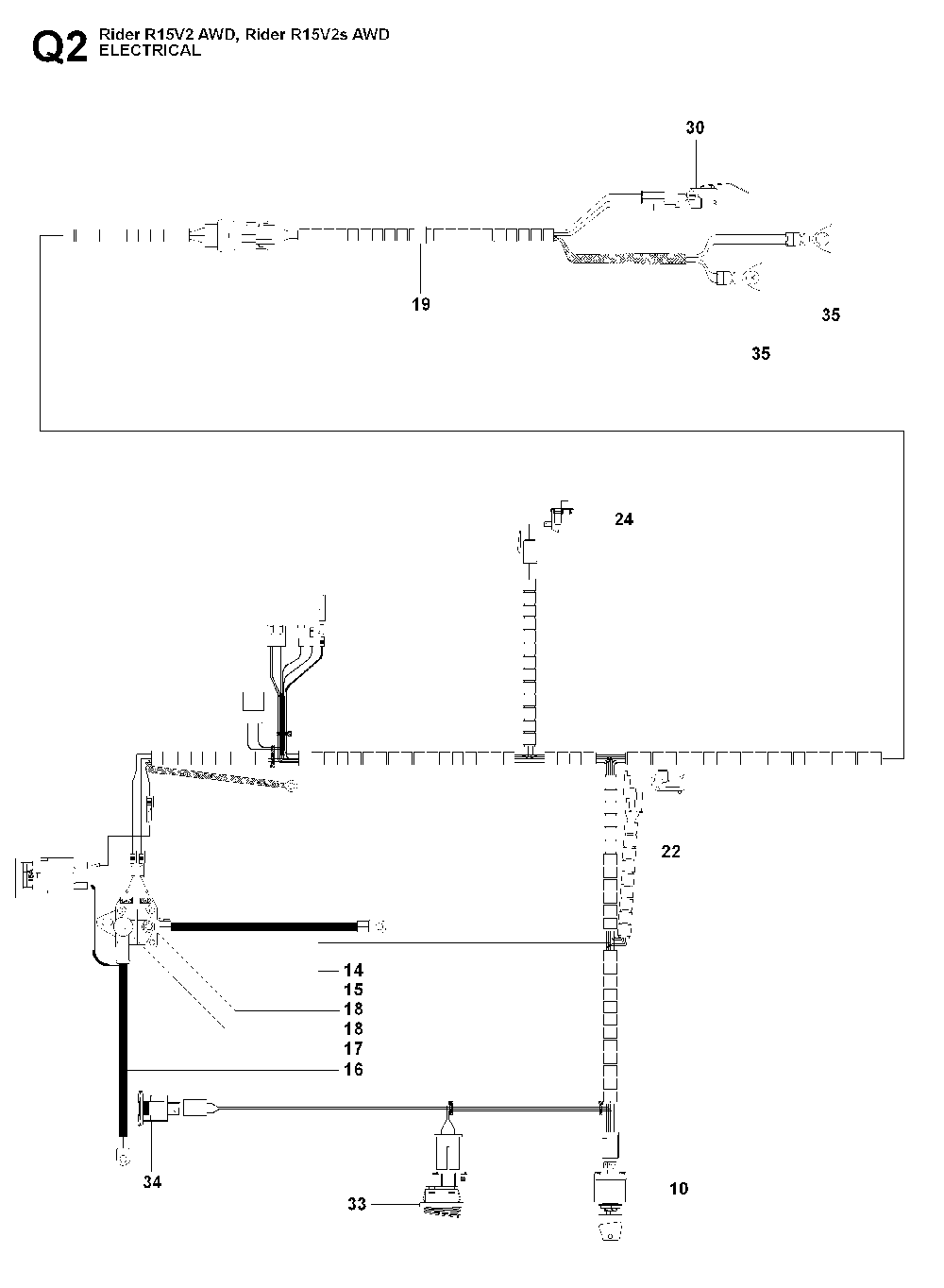 Electrical Diagram and Parts List for RIDER15V2SAWD (965200901)(2009-04) Husqvarna Lawn Tractor
