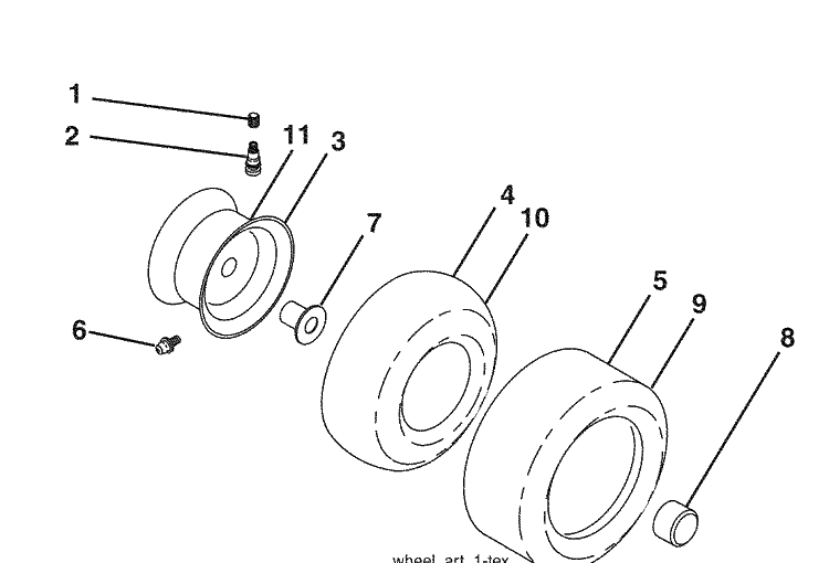 Wheels And Tires Diagram and Parts List for 2042LS (96043007500)(2008-11) Husqvarna Lawn Mower
