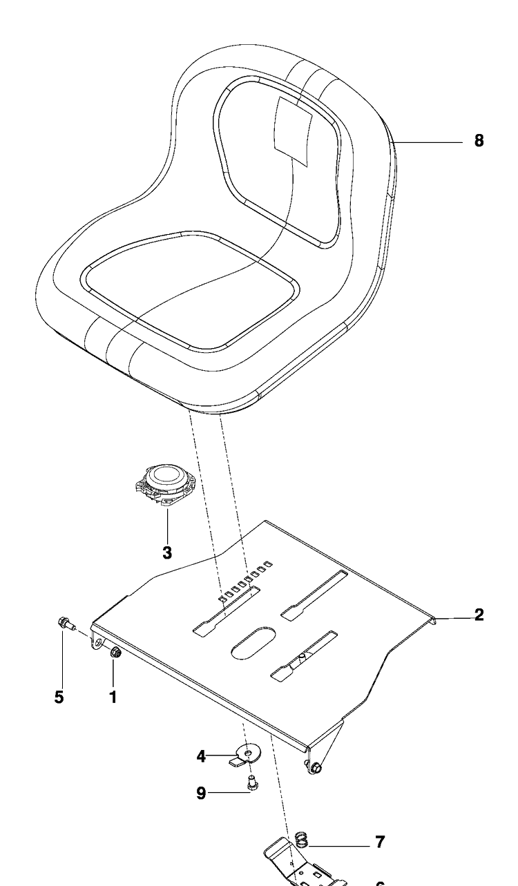 Seat Diagram and Parts List for RZ3016 (966042901)(2009-09) Husqvarna Lawn Mower