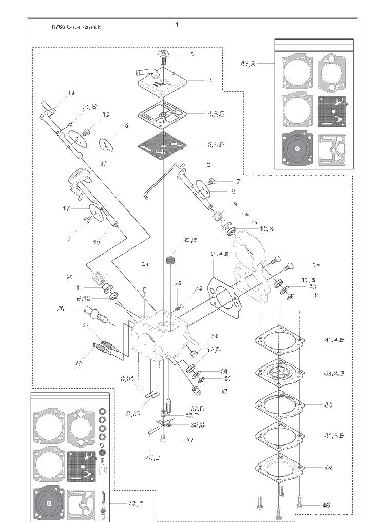 Carburettor And Gasket Kit Carburettor Diagram and Parts List for K760CUT-N-BREAK 2009-11 Husqvarna Table Saw Accessories