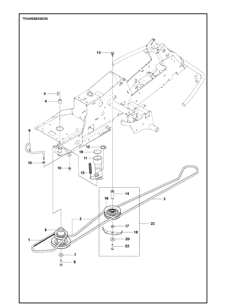 Transmission 2 Diagram and Parts List for R215TX  Husqvarna Lawn Mower