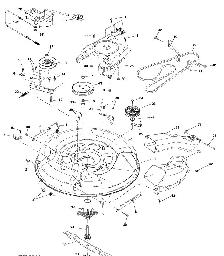 Mower Deck / Cutting Deck Diagram and Parts List for CT126 (96051000702)(2011-4) Husqvarna Lawn Tractor
