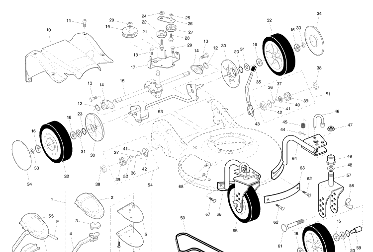 Repair Parts (B) Diagram and Parts List for 65C21HVA (917374780)(2003-06) Husqvarna Lawn Mower
