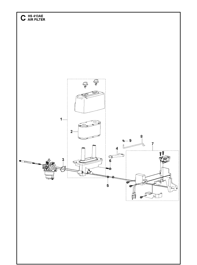 Air Filter Diagram and Parts List for 529666001 2021-01 Husqvarna Engine