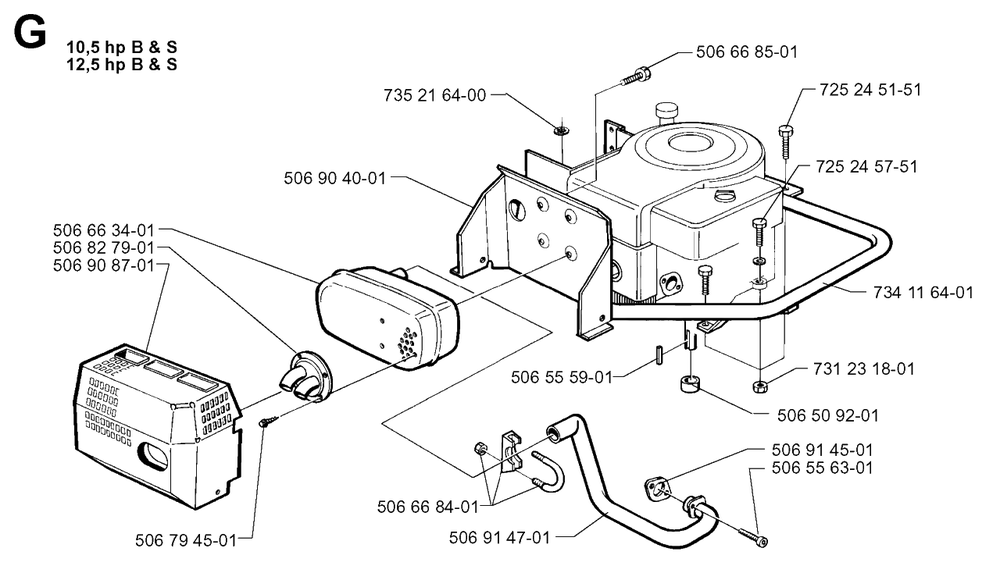 Engine Diagram and Parts List for R850 1997-03 Husqvarna Lawn Tractor