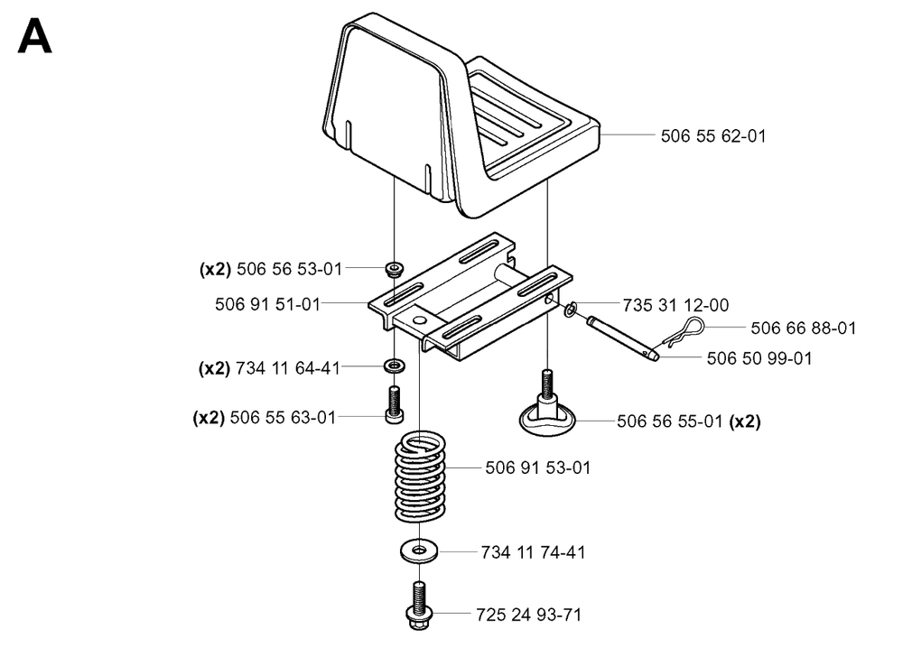 Seat Diagram and Parts List for R11 (953519401)(2006-01) Husqvarna Lawn Tractor