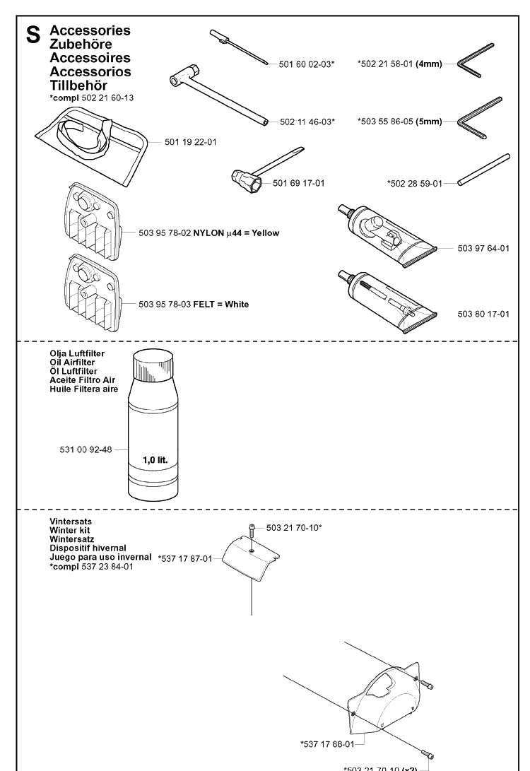 Accessories 3 Diagram and Parts List for 343F 20043100001-20064000000 Husqvarna Brush Cutter