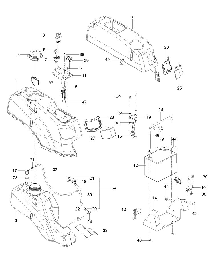 Ignition System Diagram and Parts List for RZ4222F (96703650103)(2017-05) Husqvarna Lawn Mower