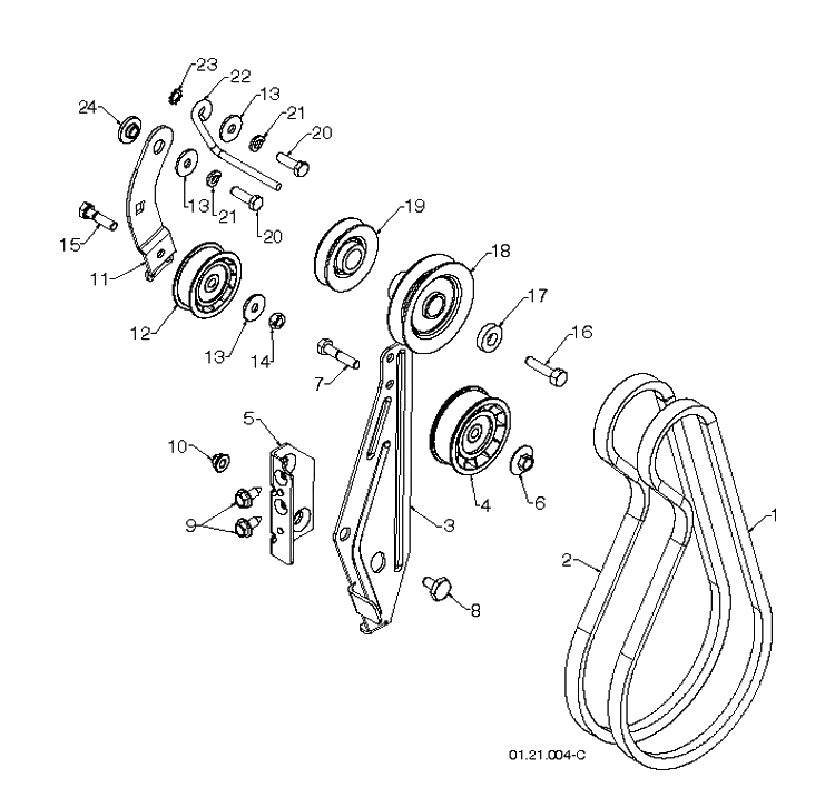 Chassis, Engine And Pulleys 4 Diagram and Parts List for ST268EP (96191003808)(2013-06) Husqvarna Snow Blower