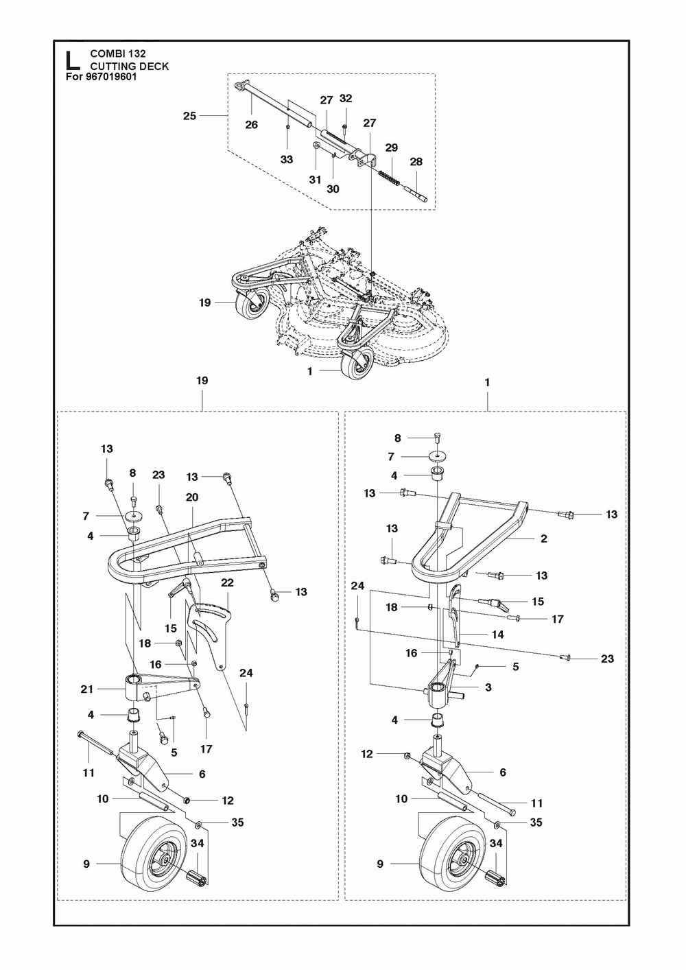 52/132cm Cutting Deck Diagram and Parts List for 132P500D  Husqvarna Lawn Tractor Accessories