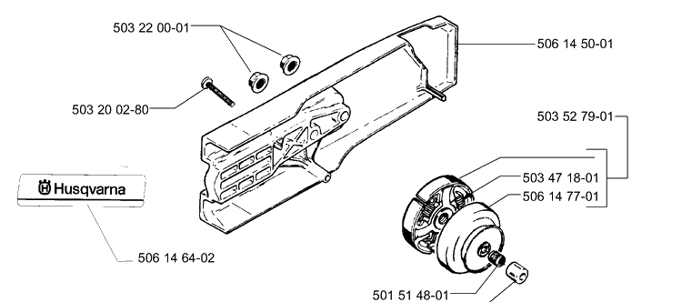 Clutch And Arm Assembly Diagram and Parts List for 268K 1997-01 Husqvarna Lawn Tractor Accessories
