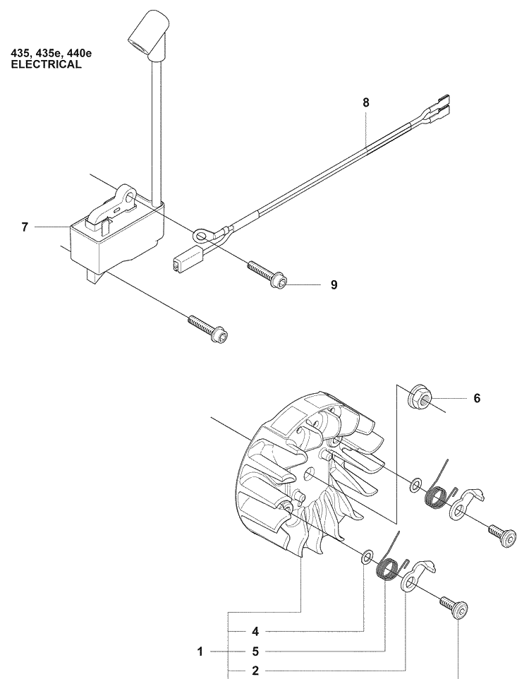 Electrical Diagram and Parts List for 440E 2009-02 Husqvarna Chainsaw