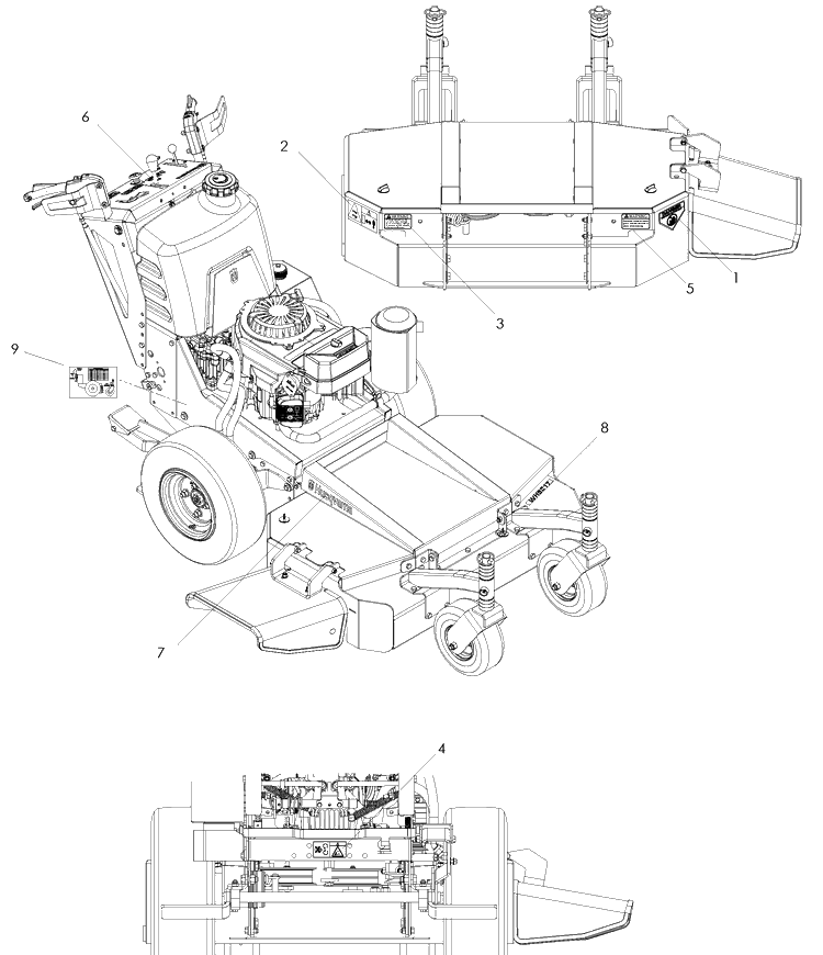 Decals Diagram and Parts List for WH4817 (966947002)(2008-09) Husqvarna Lawn Mower