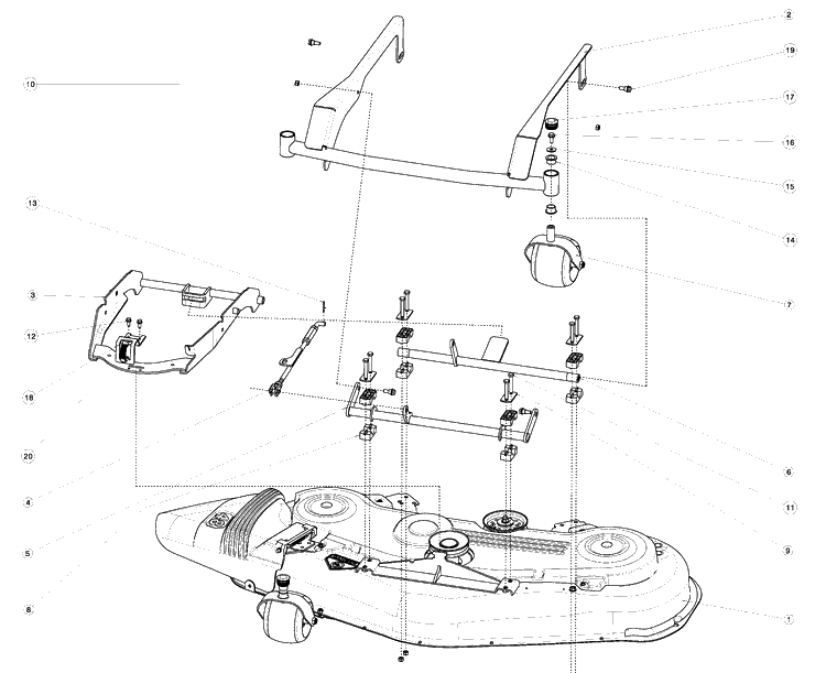 48 Inch/122cm Cutting Deck Diagram and Parts List for R220T (966785701)(2017) Husqvarna Lawn Mower