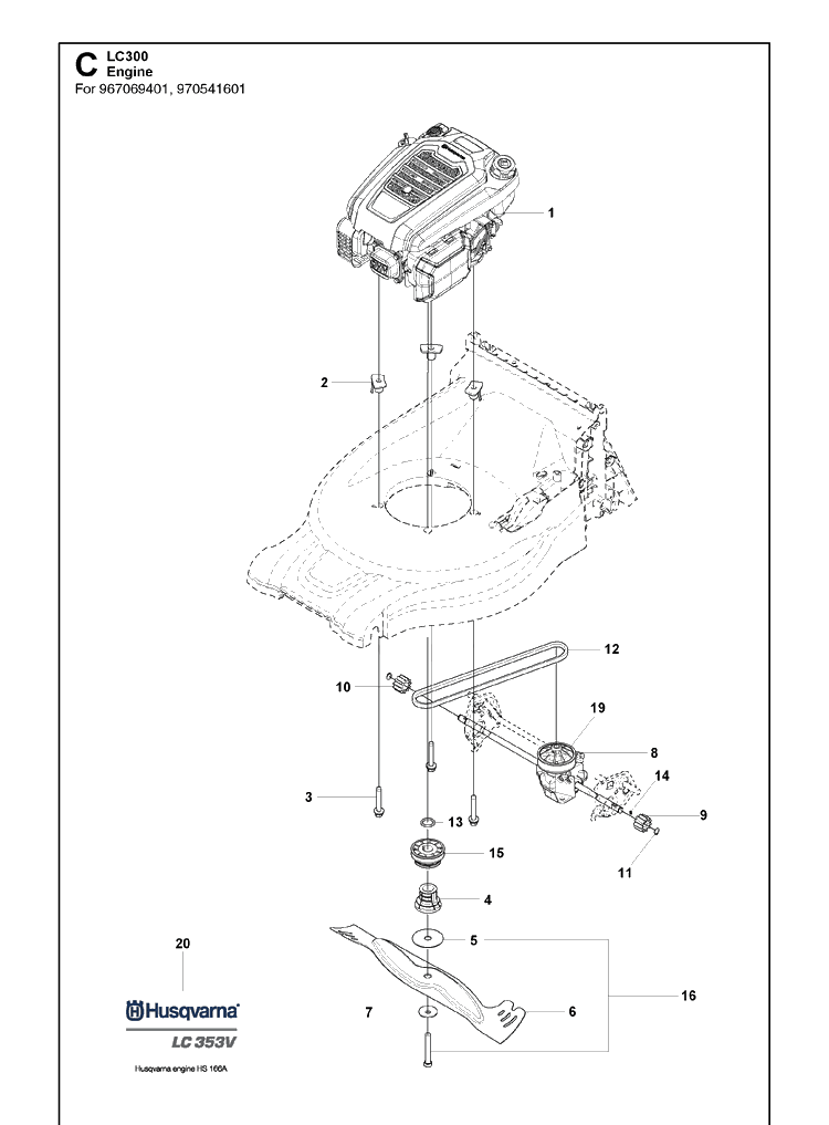 Engine 3 Diagram and Parts List for LC353V  Husqvarna Lawn Mower