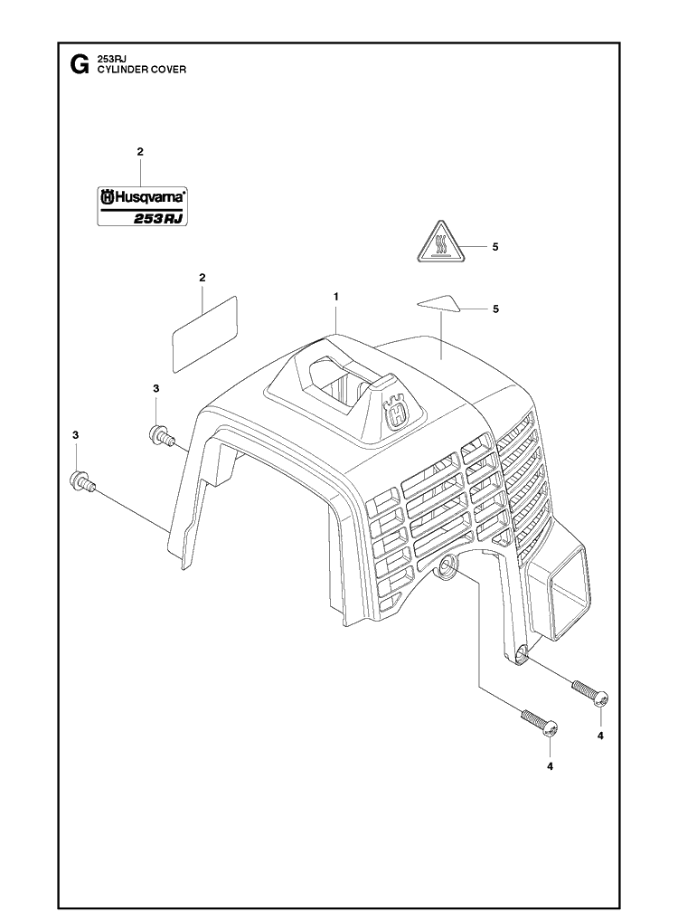 Cylinder Cover Diagram and Parts List for 253RJ 20182200001-Current Husqvarna Brush Cutter