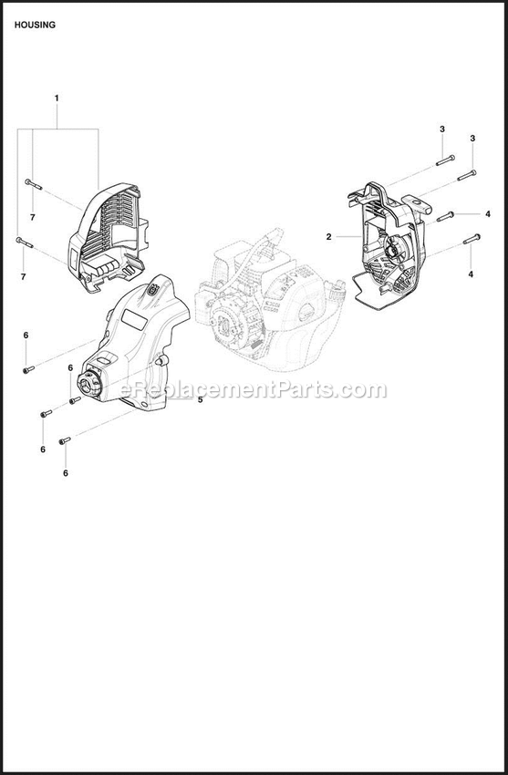 Housing Diagram and Parts List for 130L  Husqvarna Trimmer